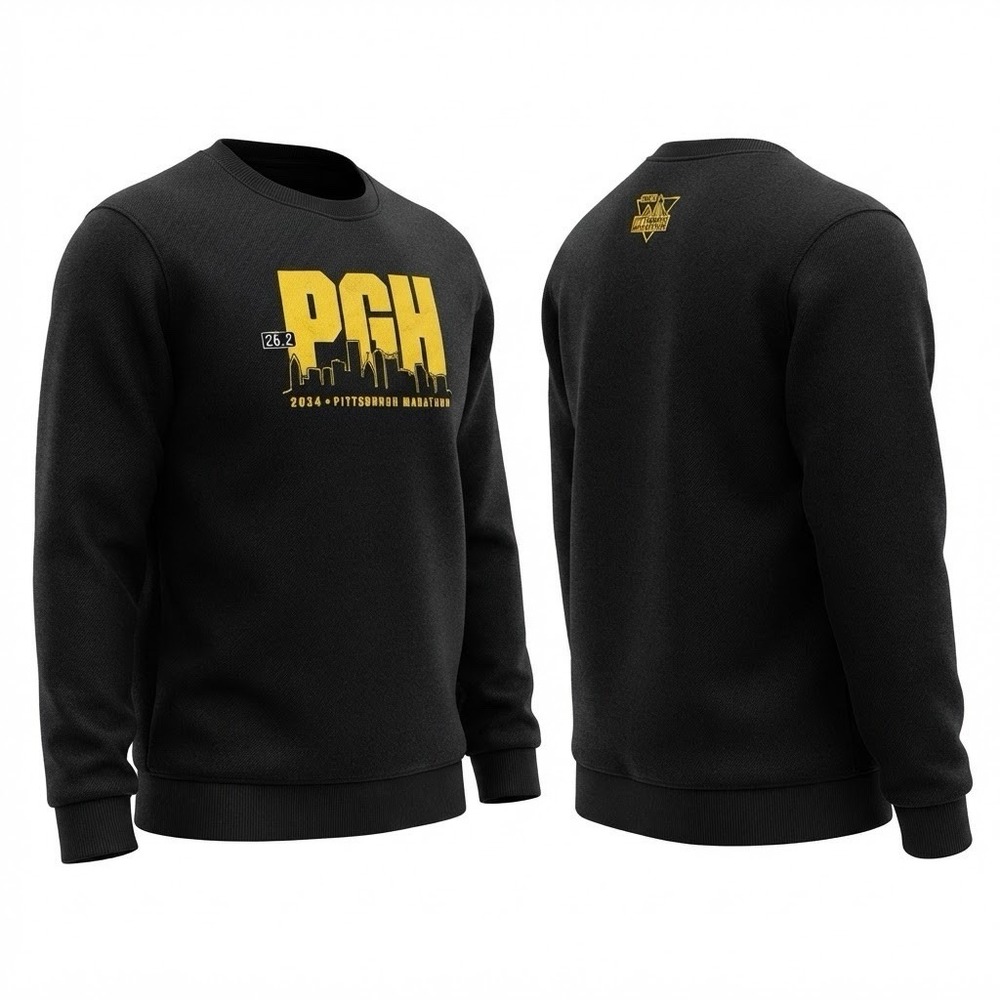NEW 2024 Pittsburgh Marathon Crewneck Sweatshirt Mens Large Black PGH 26.2